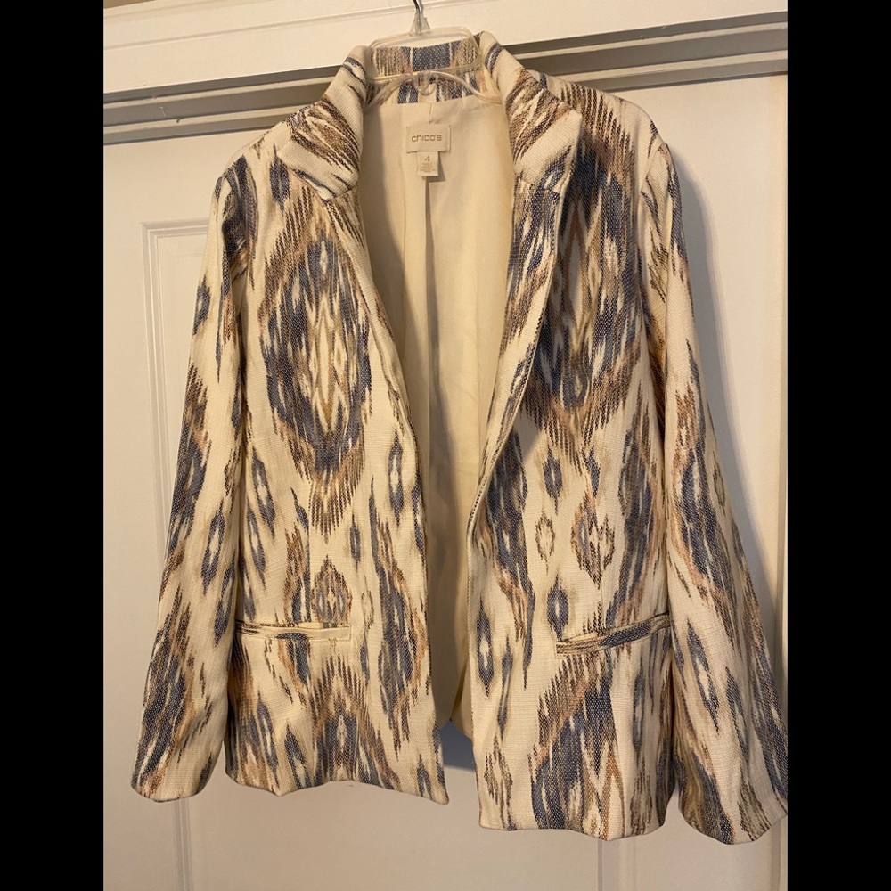 Chico’s Aztec Open Front Blazer Jacket Western 2X